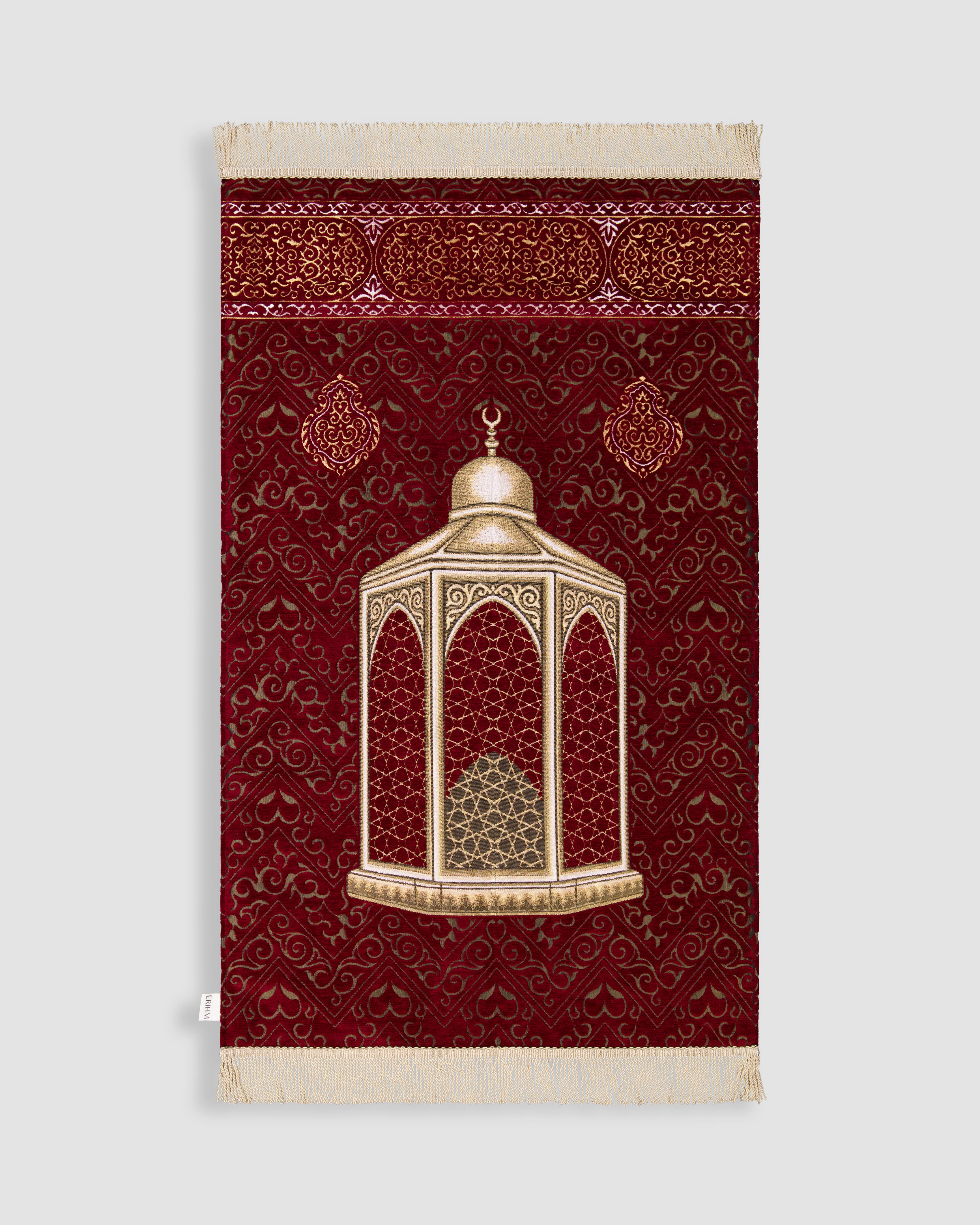 Prayer Mat , Padded Prayer Mat, Maqam Ibrahim , Scarlet Red, Soft, Thick 