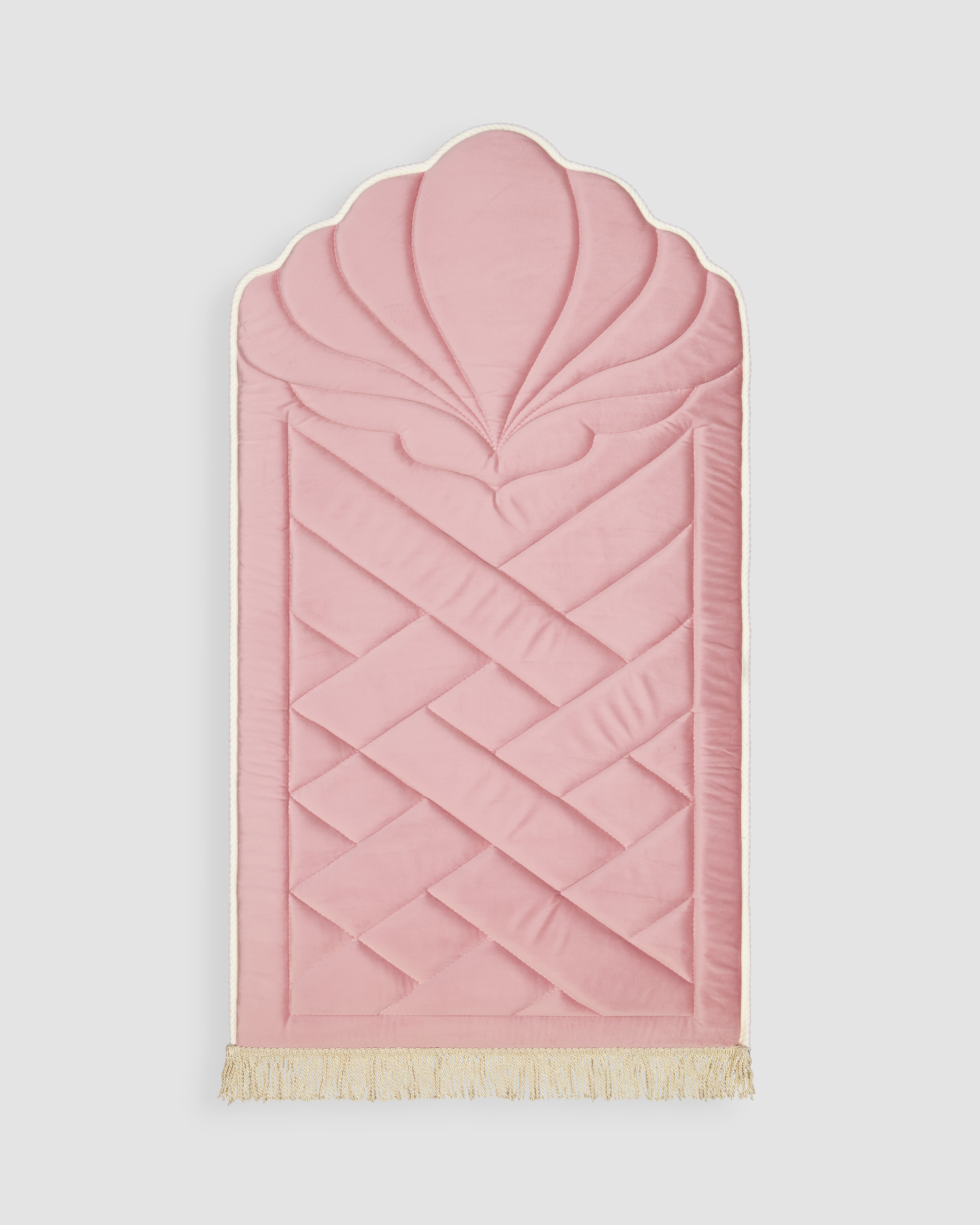 Prayer mat, memory foam prayer mat, green memory foam mat, front view, thick prayer mat, pink